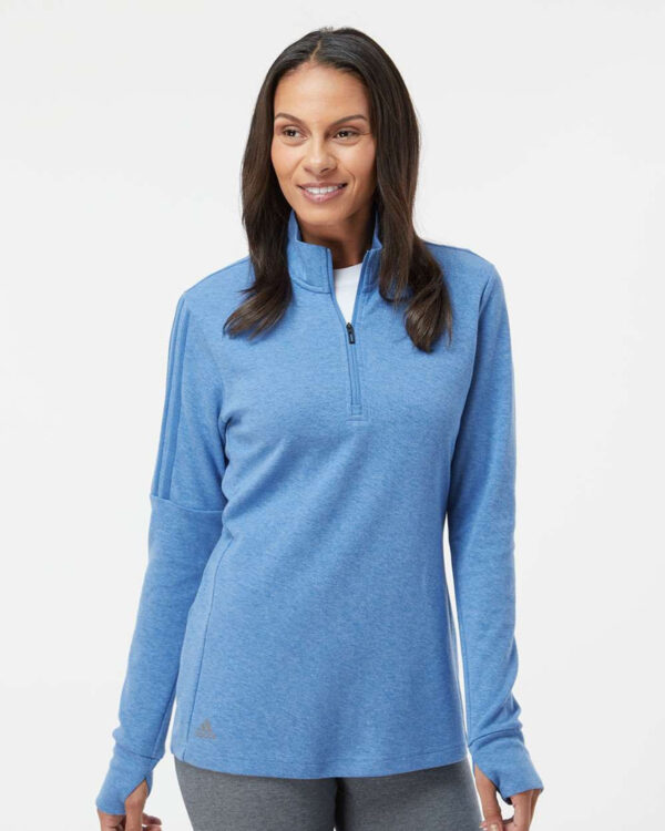 Adidas A555 Women's 3-Stripes Quarter-Zip Sweater