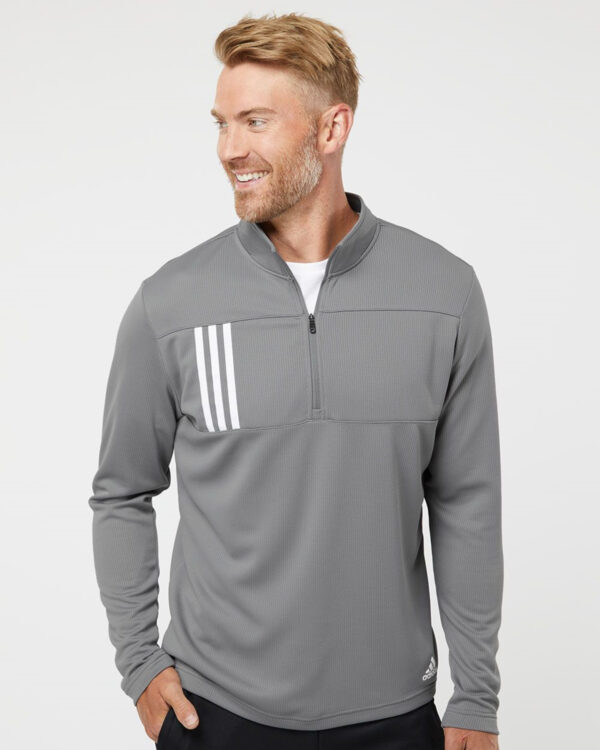 Adidas A482 3-Stripes Double Knit Quarter-Zip Pullover Shirt