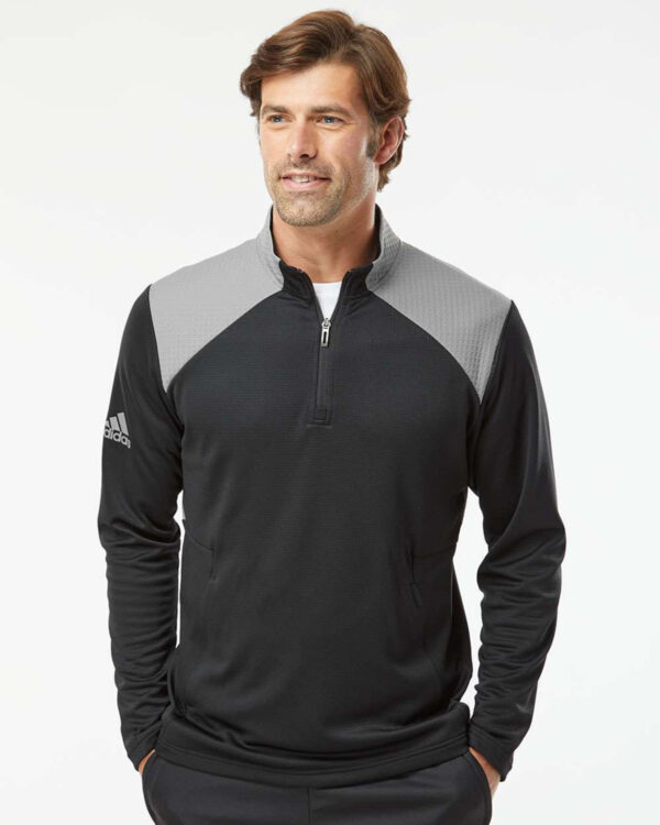 Adidas A532 Textured Mixed Media Quarter-Zip Pullover